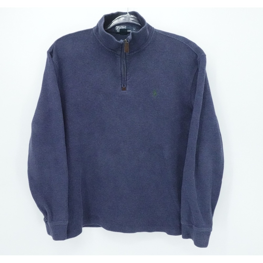 Polo Ralph Lauren Sweater Mens Large Blue‎ Quater Zip Preppy Casual Office